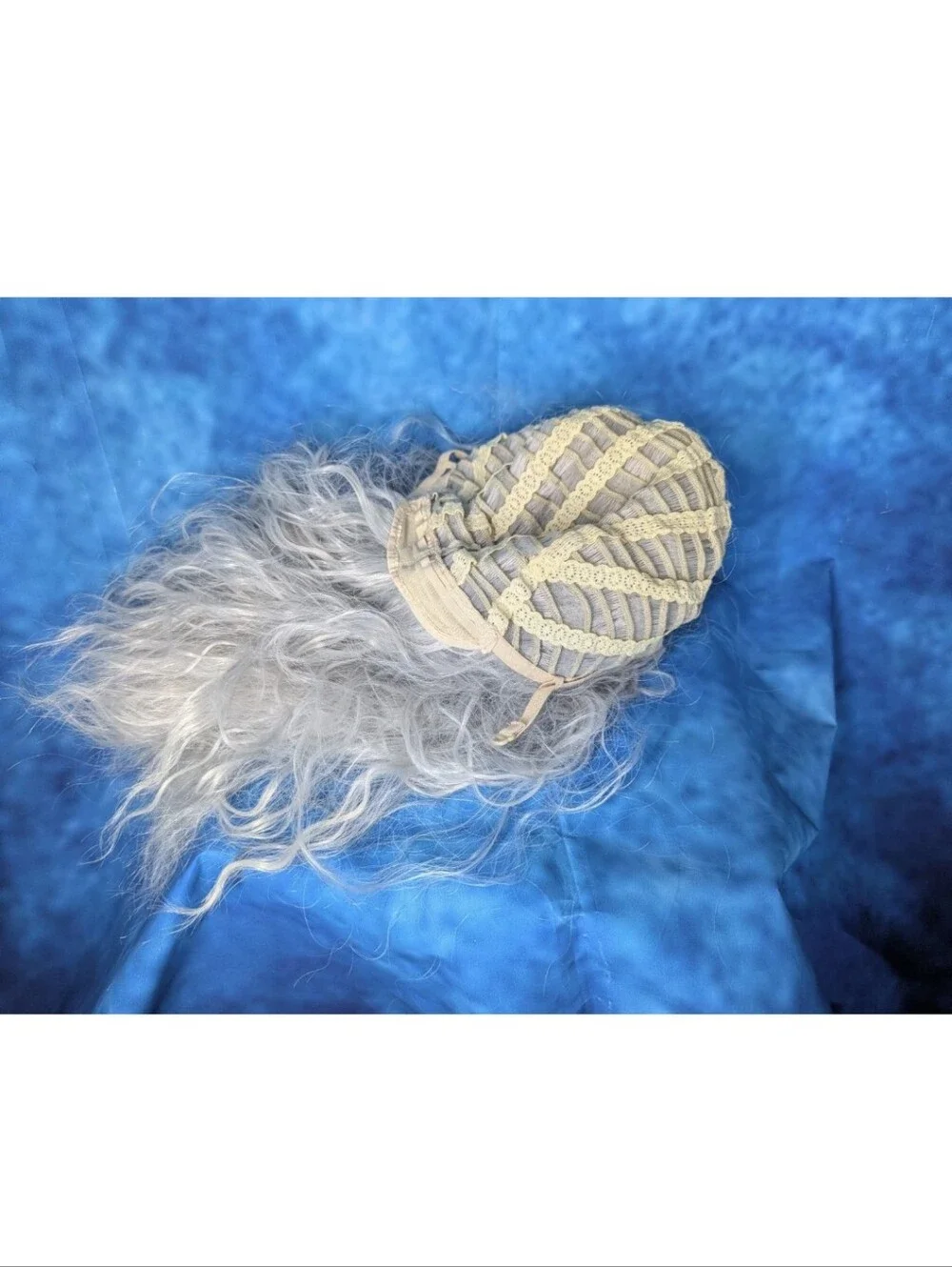 Witchy White Grey Synthetic Wig Mid-Length Adjustable Cap NIB